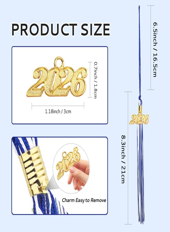 Nelisylux 2026 Tassel Graduation, Blue and White Graduation Tassel, 2026 Tassel Charms for Graduations Cap Decorations, Tassels Memorial Grad Cords for College High School Graduate Hat Ceremonies Accessories - Image 2